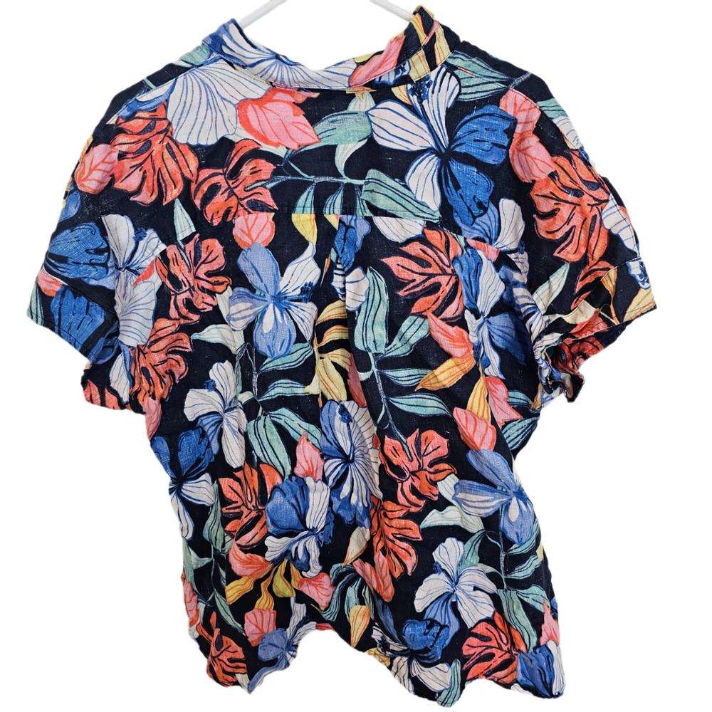 Tommy Bahama Womens Floral Linen Hawaiian Shirt Sz XL Tropical Resortwear Beach - Picture 7 of 7